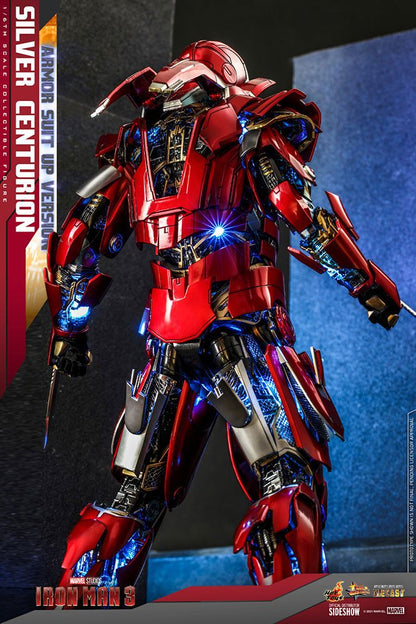 HOT TOYS - Marvel - Iron Man 3 Movie Masterpiece 1:6 Action Doll Silver Centurion (Armor Suit Up Ver)