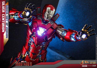 HOT TOYS - Marvel - Iron Man 3 Movie Masterpiece 1:6 Action Doll Silver Centurion (Armor Suit Up Ver)