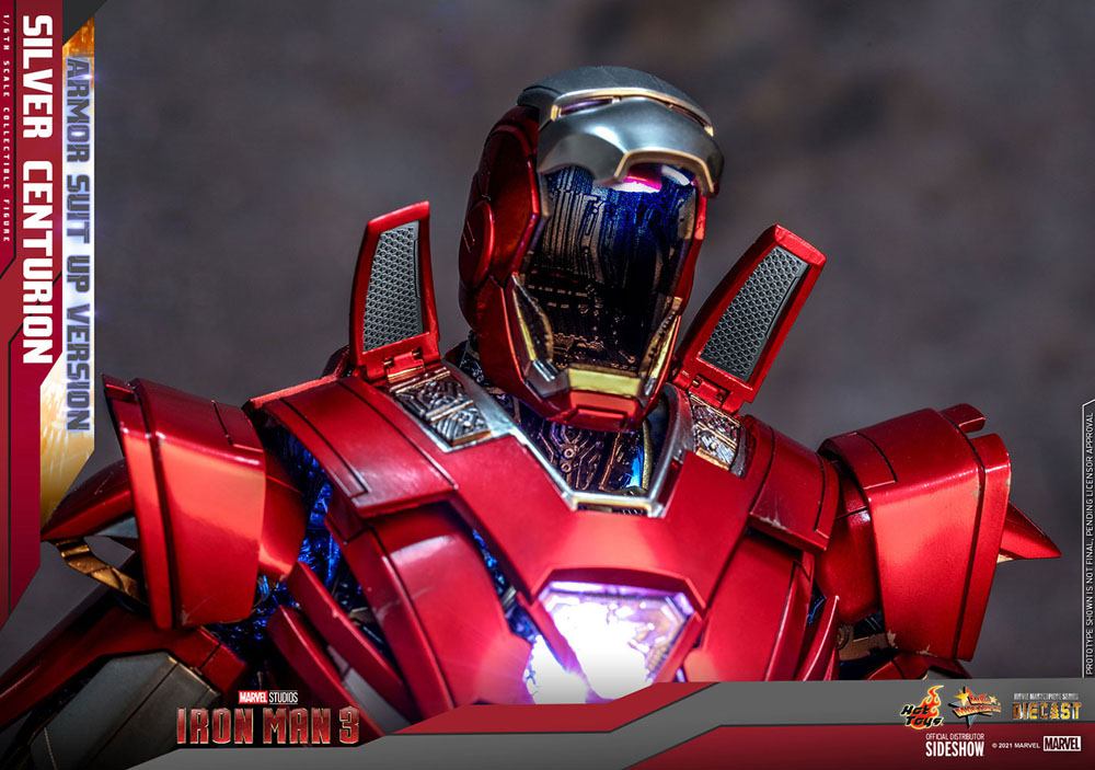 HOT TOYS - Marvel - Iron Man 3 Movie Masterpiece 1:6 Action Doll Silver Centurion (Armor Suit Up Ver)