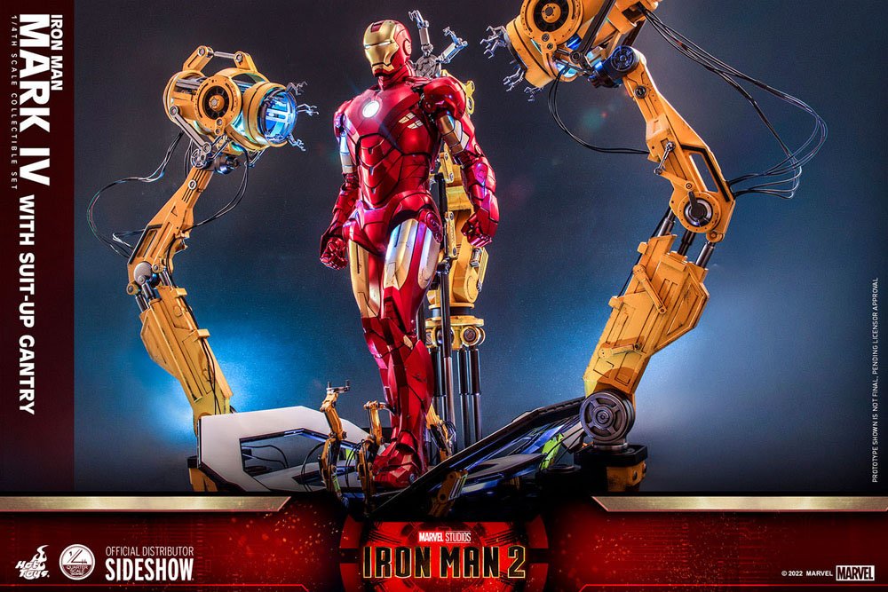 HOT TOYS - Marvel - Iron Man 2 1:4 Action Doll Iron Man Mark IV with Suit-Up Gantry