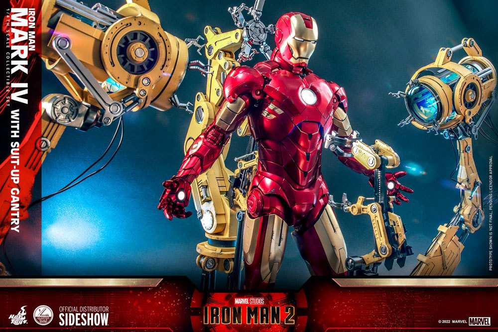 HOT TOYS - Marvel - Iron Man 2 1:4 Action Doll Iron Man Mark IV with Suit-Up Gantry