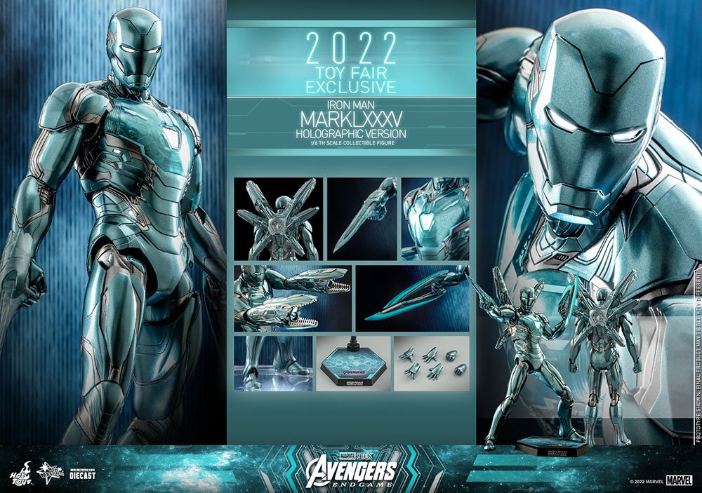 HOT TOYS - Marvel - Avengers Endgame Die Cast 1:6 Action Doll Iron Man Mark LXXXV (Holographic Ver) 2022 Toy Fair EXCLUSIVE