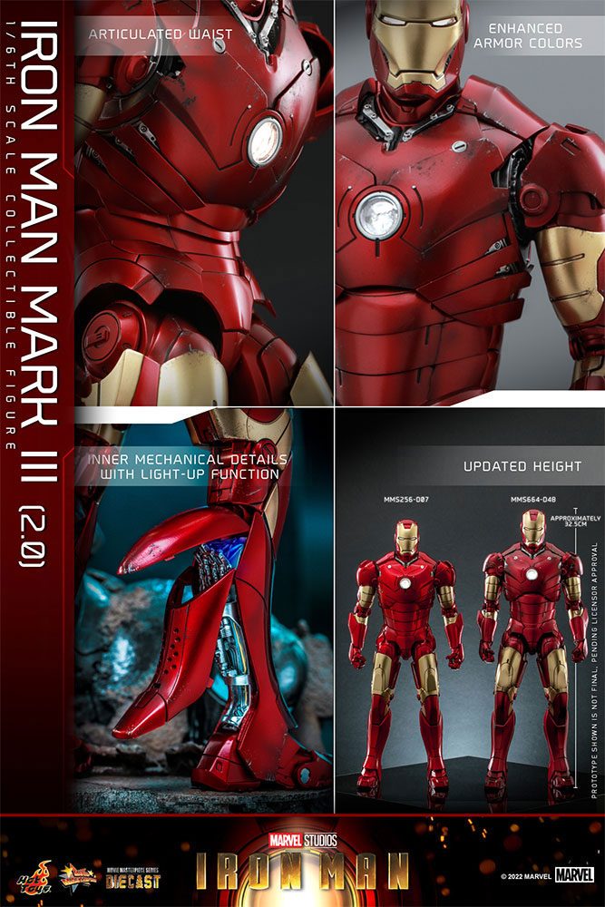 HOT TOYS - Marvel - Iron Man Movie Masterpiece Series Diecast Action Figure 1/6 Iron Man Mark III (2.0)