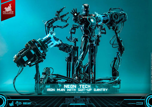 HOT TOYS - Marvel - Iron Man 2 1:6 Action Doll Neon Tech Iron Man with Suit-Up Gantry