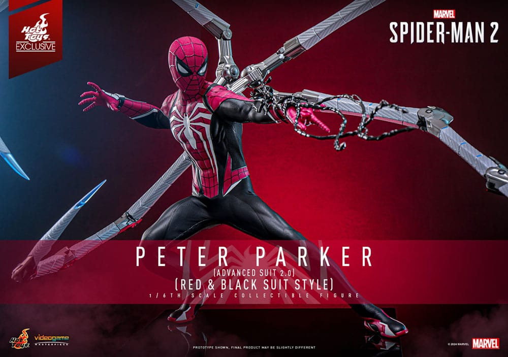 HOT TOYS - Spider-Man 2 Video Game Masterpiece Action Figure 1/6 Peter Parker (Advanced Suit 2.0) (Red and Black Suit Style)  VGM66