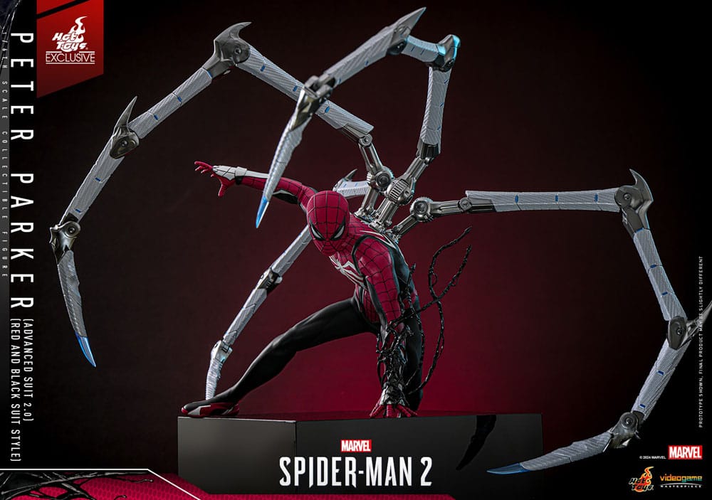 HOT TOYS - Spider-Man 2 Video Game Masterpiece Action Figure 1/6 Peter Parker (Advanced Suit 2.0) (Red and Black Suit Style)  VGM66