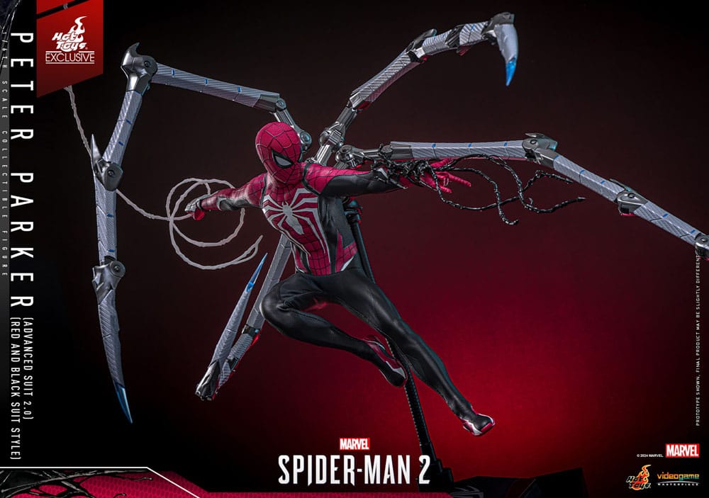 HOT TOYS - Spider-Man 2 Video Game Masterpiece Action Figure 1/6 Peter Parker (Advanced Suit 2.0) (Red and Black Suit Style)  VGM66