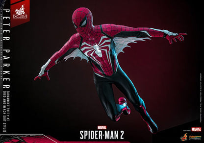 HOT TOYS - Spider-Man 2 Video Game Masterpiece Action Figure 1/6 Peter Parker (Advanced Suit 2.0) (Red and Black Suit Style)  VGM66