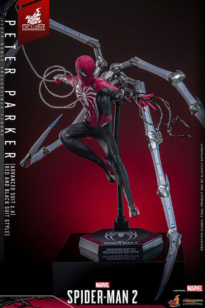 HOT TOYS - Spider-Man 2 Video Game Masterpiece Action Figure 1/6 Peter Parker (Advanced Suit 2.0) (Red and Black Suit Style)  VGM66