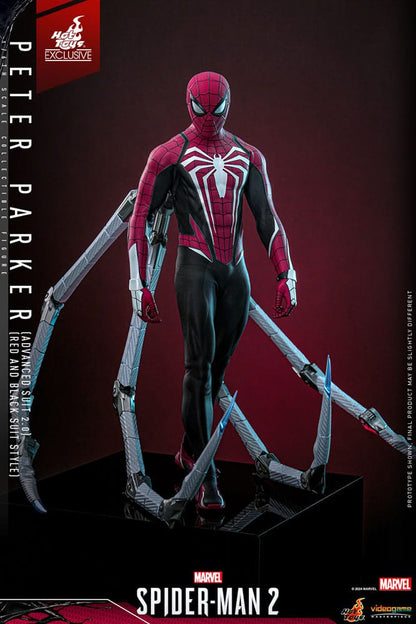 HOT TOYS - Spider-Man 2 Video Game Masterpiece Action Figure 1/6 Peter Parker (Advanced Suit 2.0) (Red and Black Suit Style)  VGM66