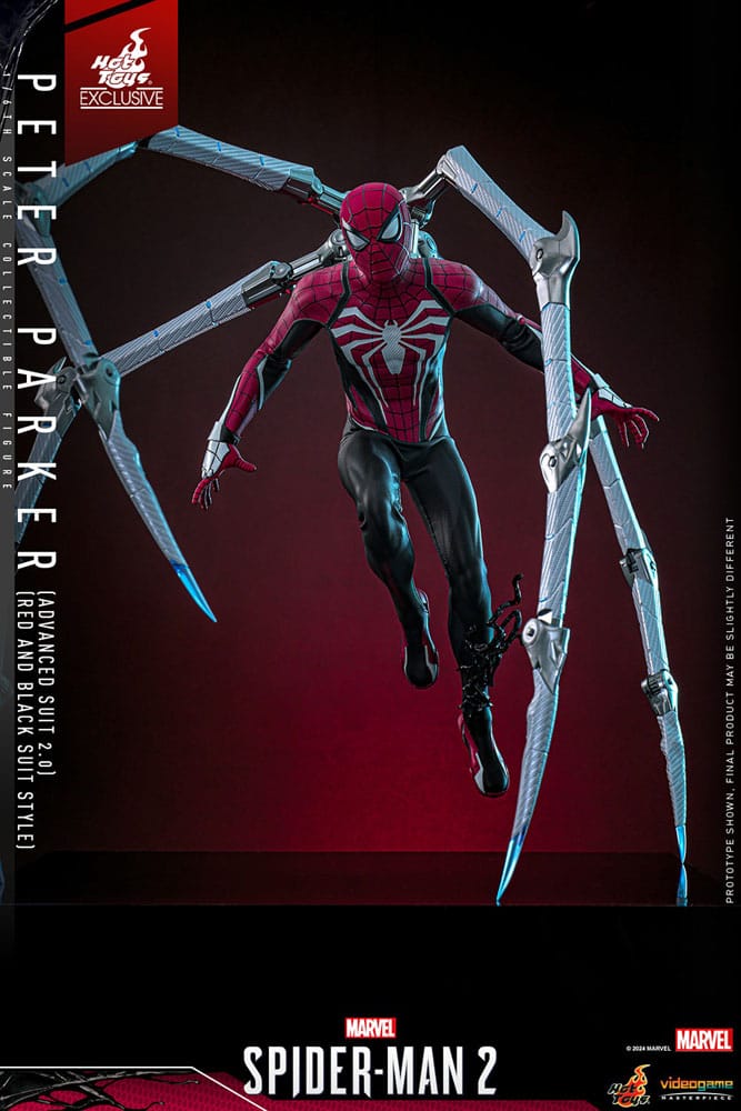 HOT TOYS - Spider-Man 2 Video Game Masterpiece Action Figure 1/6 Peter Parker (Advanced Suit 2.0) (Red and Black Suit Style)  VGM66