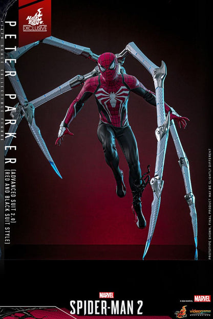 HOT TOYS - Spider-Man 2 Video Game Masterpiece Action Figure 1/6 Peter Parker (Advanced Suit 2.0) (Red and Black Suit Style)  VGM66