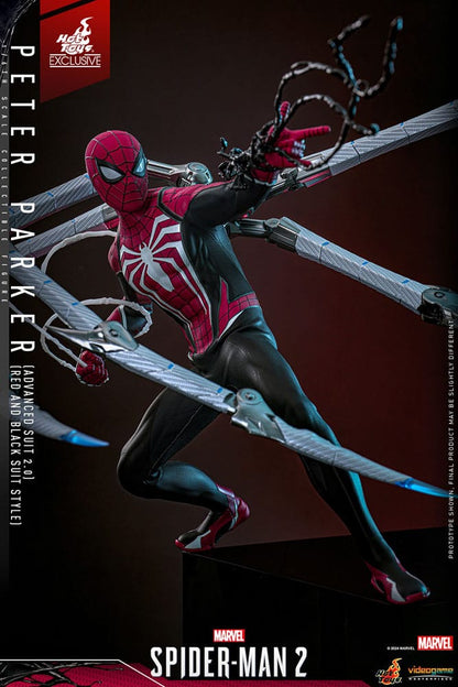 HOT TOYS - Spider-Man 2 Video Game Masterpiece Action Figure 1/6 Peter Parker (Advanced Suit 2.0) (Red and Black Suit Style)  VGM66