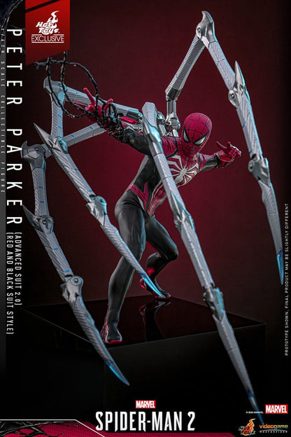 HOT TOYS - Spider-Man 2 Video Game Masterpiece Action Figure 1/6 Peter Parker (Advanced Suit 2.0) (Red and Black Suit Style)  VGM66