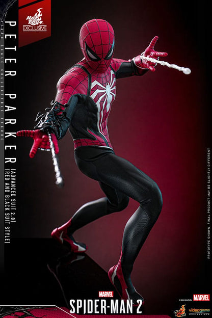 HOT TOYS - Spider-Man 2 Video Game Masterpiece Action Figure 1/6 Peter Parker (Advanced Suit 2.0) (Red and Black Suit Style)  VGM66