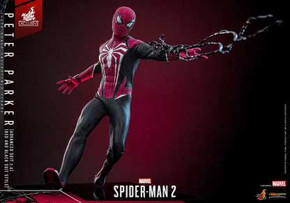 HOT TOYS - Spider-Man 2 Video Game Masterpiece Action Figure 1/6 Peter Parker (Advanced Suit 2.0) (Red and Black Suit Style)  VGM66