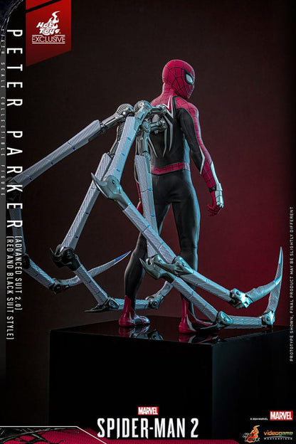 HOT TOYS - Spider-Man 2 Video Game Masterpiece Action Figure 1/6 Peter Parker (Advanced Suit 2.0) (Red and Black Suit Style)  VGM66
