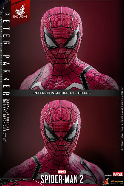 HOT TOYS - Spider-Man 2 Video Game Masterpiece Action Figure 1/6 Peter Parker (Advanced Suit 2.0) (Red and Black Suit Style)  VGM66