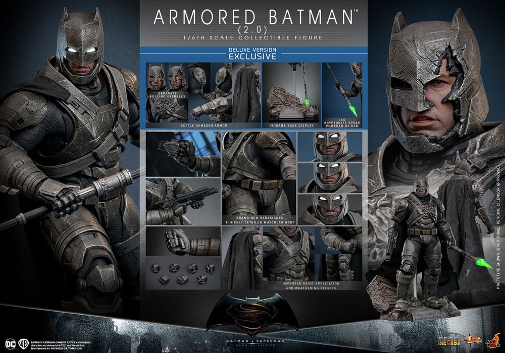 HOT TOYS - Batman v Superman: Dawn of Justice Movie Masterpiece Action Figure 1/6 Armored Batman 2.0 (Deluxe Version)  MMS742D62