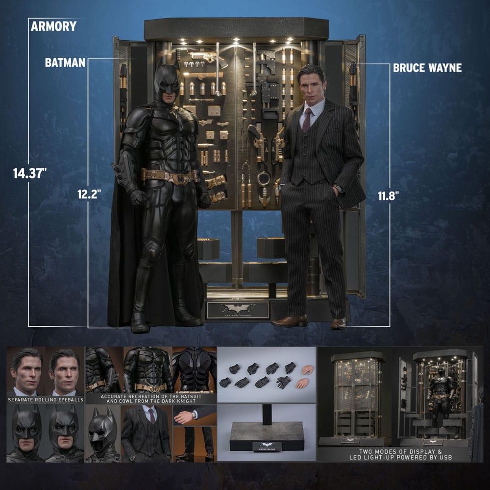 HOT TOYS - The Dark Knight Movie Masterpiece Action Figures & Diorama 1/6 Batman Armory with Bruce Wayne (2.0)