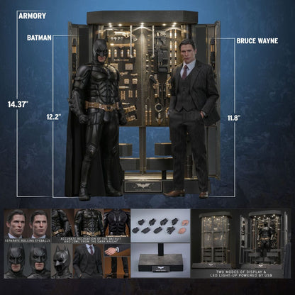 HOT TOYS - The Dark Knight Movie Masterpiece Action Figures & Diorama 1/6 Batman Armory with Bruce Wayne (2.0)