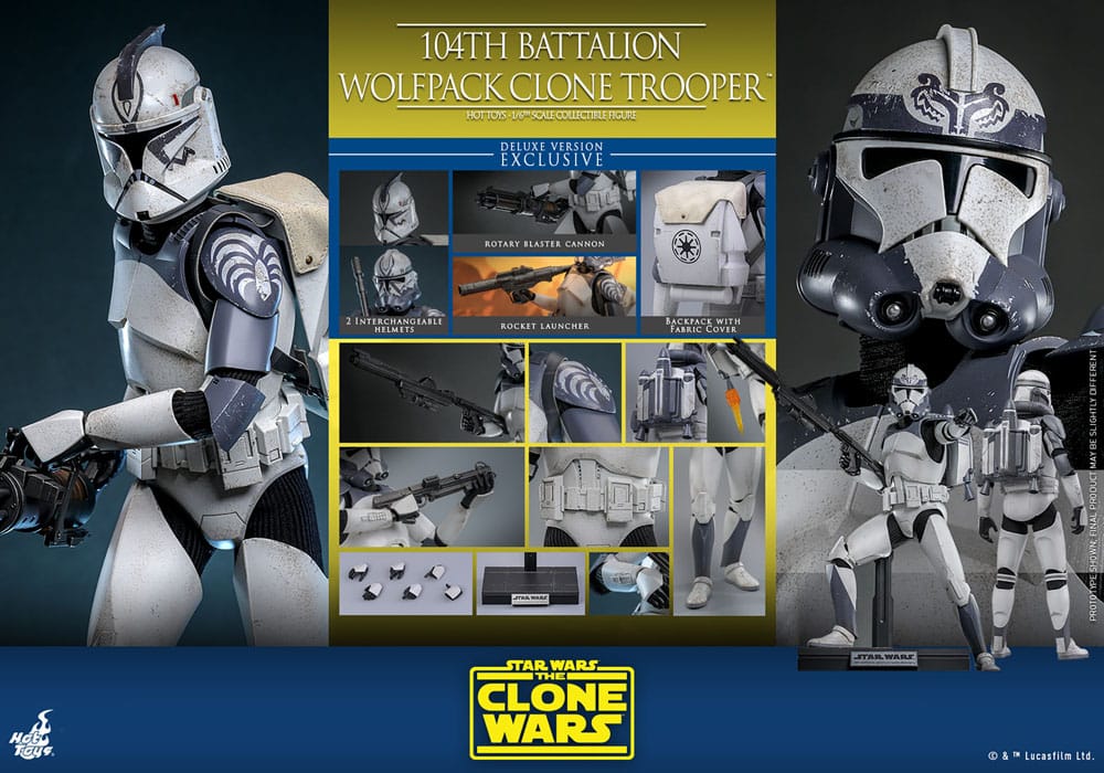 HOT TOYS - Star Wars The Clone Wars Action Figure 1/6 104th Battalion Wolfpack Clone Trooper Deluxe Version  TMS143