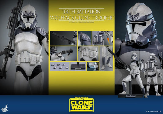 HOT TOYS - Star Wars The Clone Wars Action Figure 1/6 104th Battalion Wolfpack Clone Trooper  TMS142