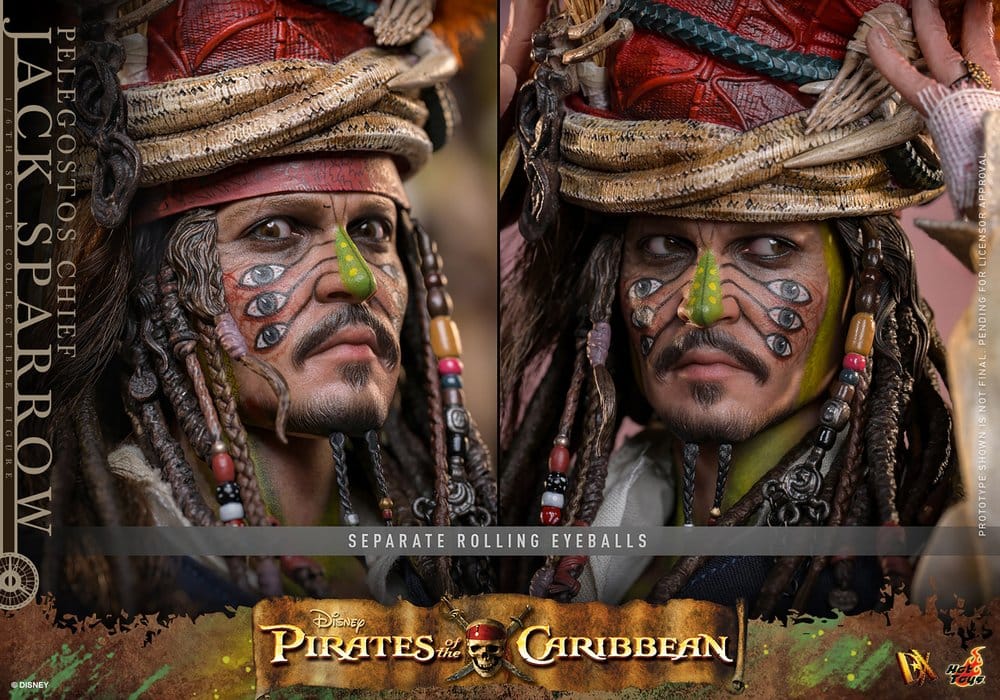 HOT TOYS - Pirates of the Caribbean: Dead Man's Chest Action DX Figure 1/6 Pelegostos Chief Jack Sparrow