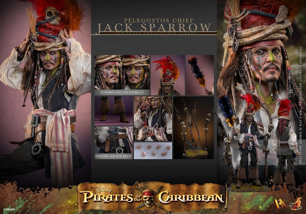 HOT TOYS - Pirates of the Caribbean: Dead Man's Chest Action DX Figure 1/6 Pelegostos Chief Jack Sparrow