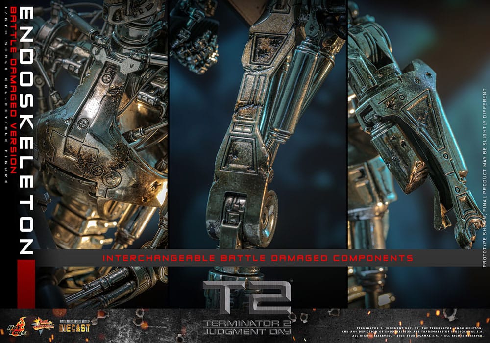HOT TOYS - Terminator 2: Judgment Day Movie Masterpiece Die-cast Action Figure 1/6 Endoskeleton (Battle Damaged Version)
