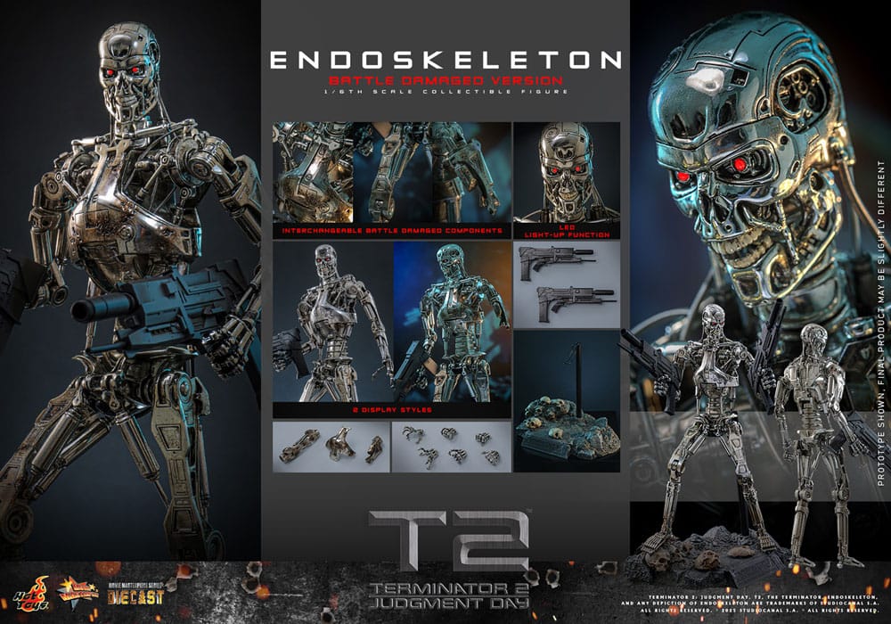 HOT TOYS - Terminator 2: Judgment Day Movie Masterpiece Die-cast Action Figure 1/6 Endoskeleton (Battle Damaged Version)