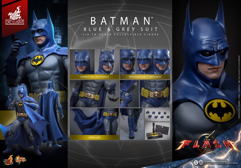 HOT TOYS - The Flash Movie Masterpiece Action Figure 1/6 Batman (Blue & Grey Suit) Limited Edition Hot Toys Exclusive  MMS834