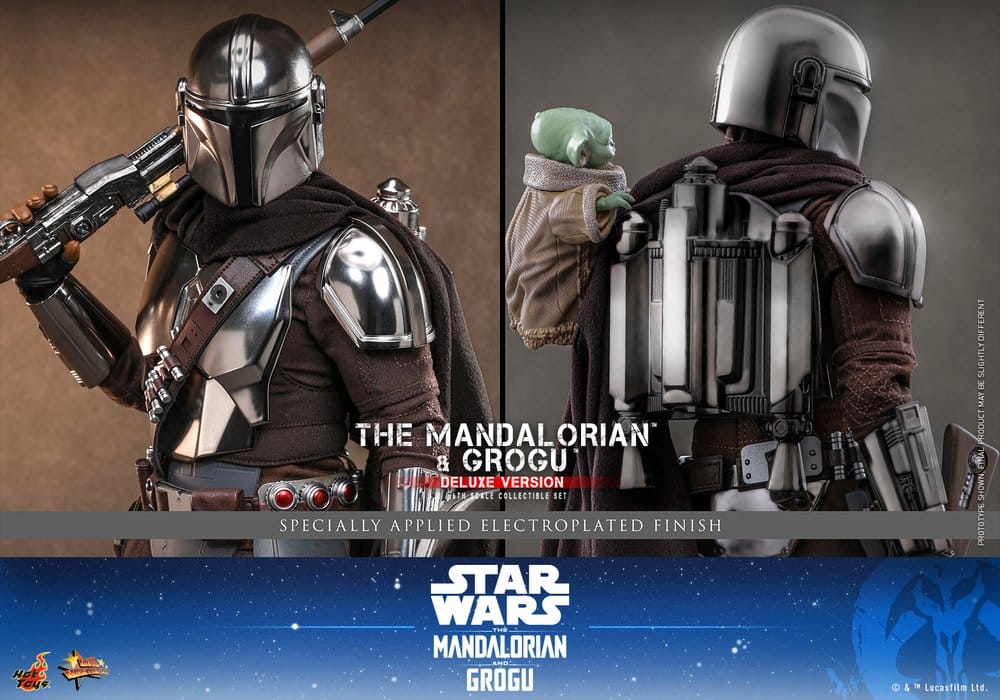 HOT TOYS - Star Wars: The Mandalorian & Grogu Movie Masterpiece Action Figure 1/6 The Mandalorian and Grogu (Deluxe Version)