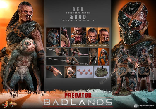 HOT TOYS - Predator: Badlands Movie Masterpiece Action Figures 2-Pack 1/6 Dek (Bone Bison Armor) and Bud
