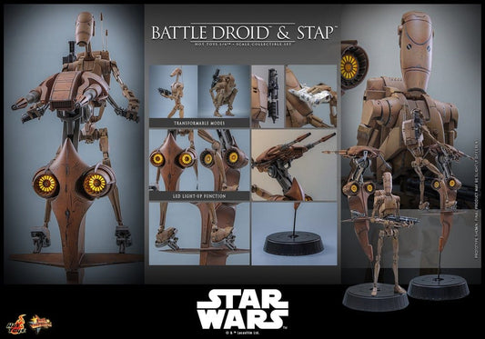 HOT TOYS - Star Wars: The Phantom Menace Movie Masterpiece Action Figure Set 1/6 Battle Droid & STAP