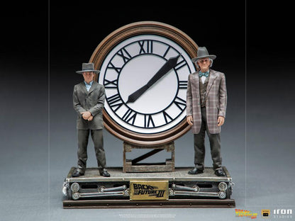 IRON STUDIO - Back to the Future III DeLuxe Art Scale Statue 1:10 Marty and Doc at The Clock