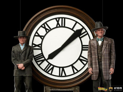 IRON STUDIO - Back to the Future III DeLuxe Art Scale Statue 1:10 Marty and Doc at The Clock