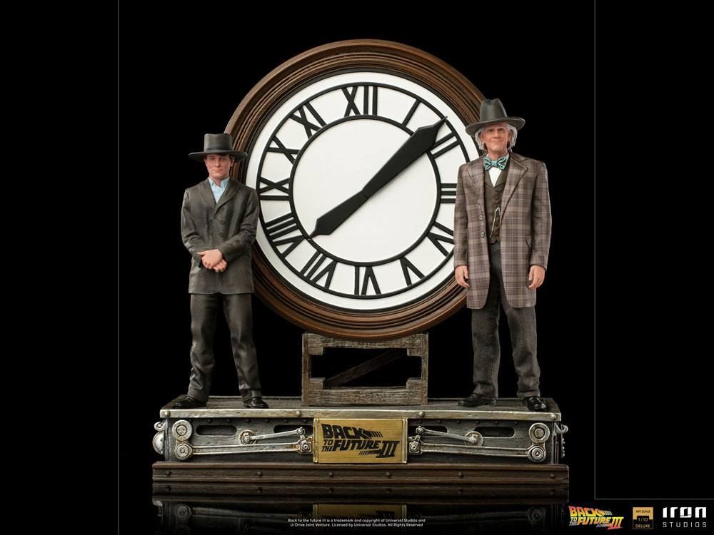 IRON STUDIO - Back to the Future III DeLuxe Art Scale Statue 1:10 Marty and Doc at The Clock