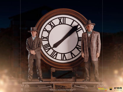 IRON STUDIO - Back to the Future III DeLuxe Art Scale Statue 1:10 Marty and Doc at The Clock