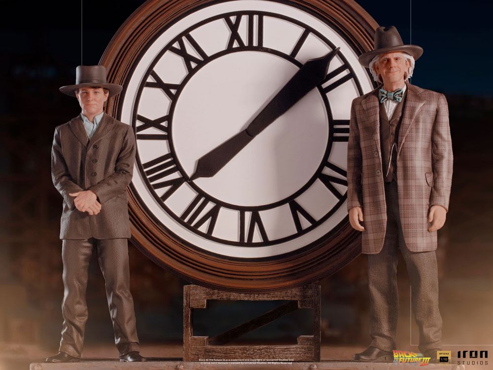 IRON STUDIO - Back to the Future III DeLuxe Art Scale Statue 1:10 Marty and Doc at The Clock