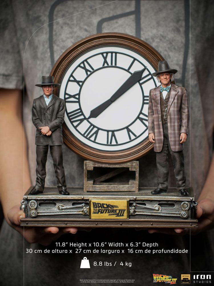 IRON STUDIO - Back to the Future III DeLuxe Art Scale Statue 1:10 Marty and Doc at The Clock