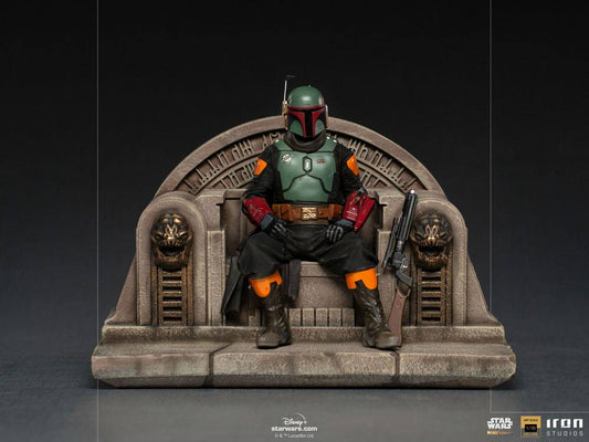 IRON STUDIO - Star Wars The Mandalorian DeLuxe Art Scale Statue 1:10 Boba Fett on Thrones