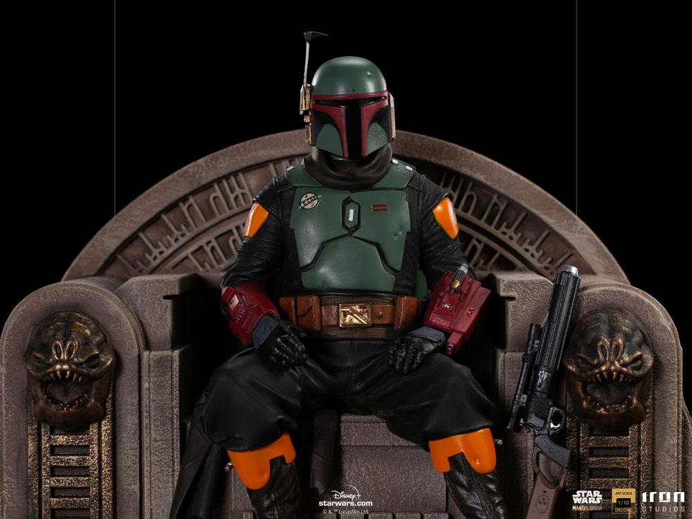 IRON STUDIO - Star Wars The Mandalorian DeLuxe Art Scale Statue 1:10 Boba Fett on Thrones