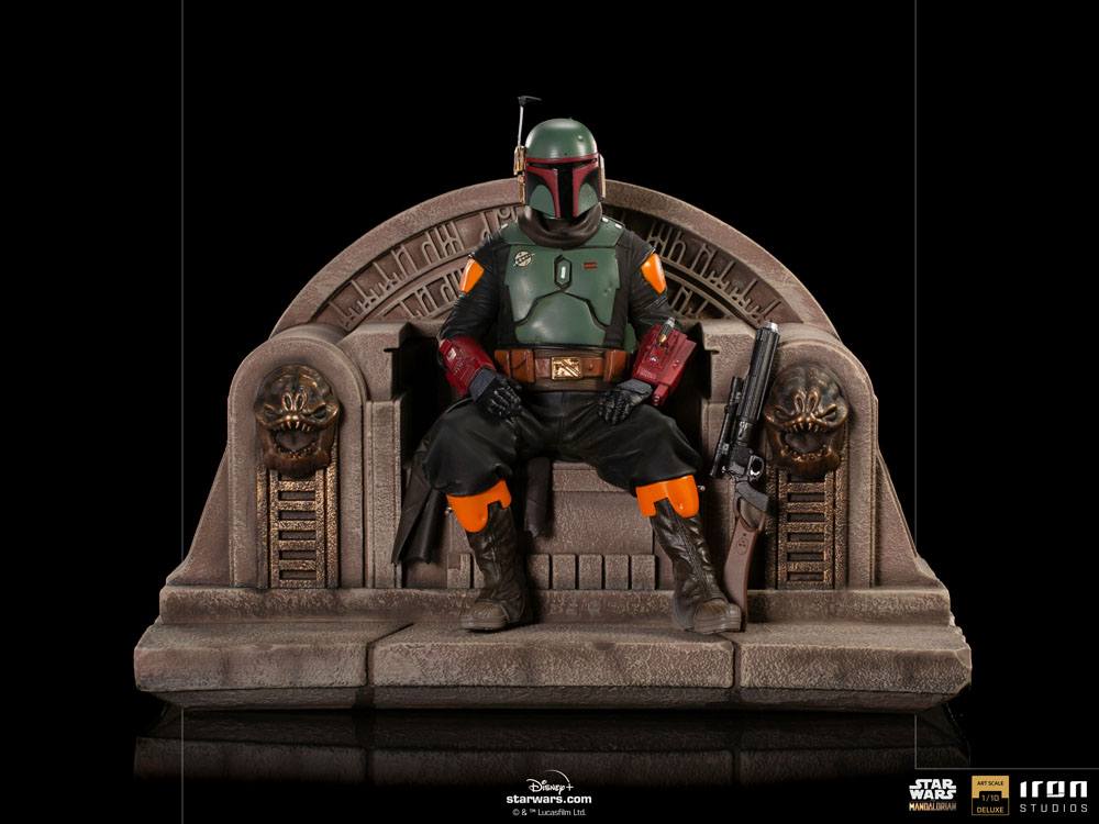 IRON STUDIO - Star Wars The Mandalorian DeLuxe Art Scale Statue 1:10 Boba Fett on Thrones