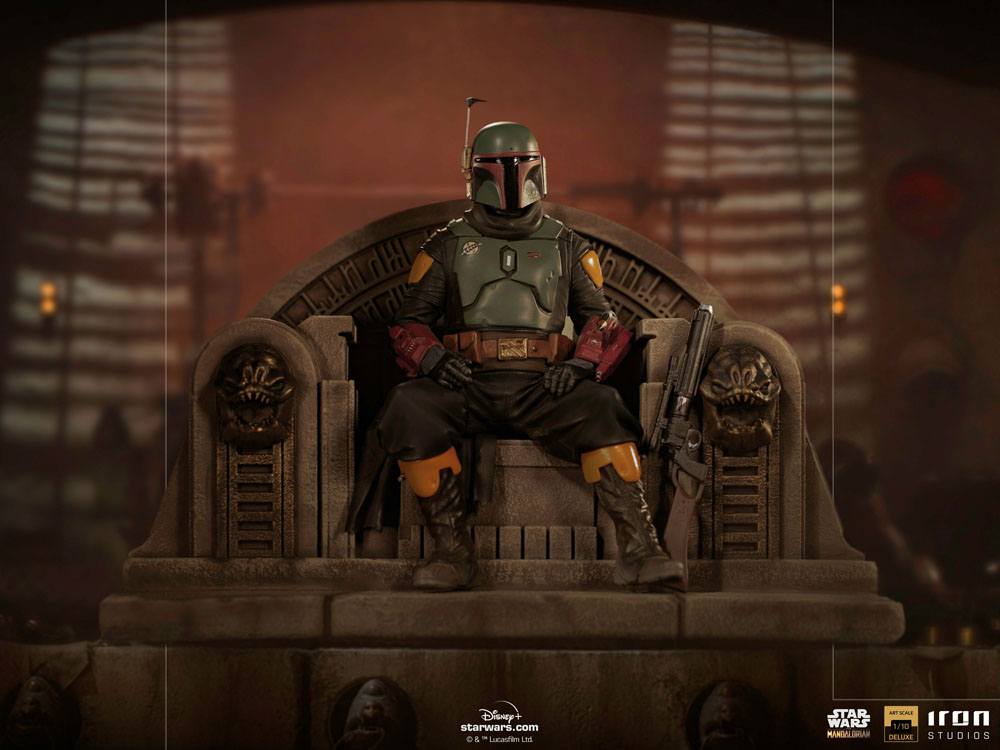 IRON STUDIO - Star Wars The Mandalorian DeLuxe Art Scale Statue 1:10 Boba Fett on Thrones