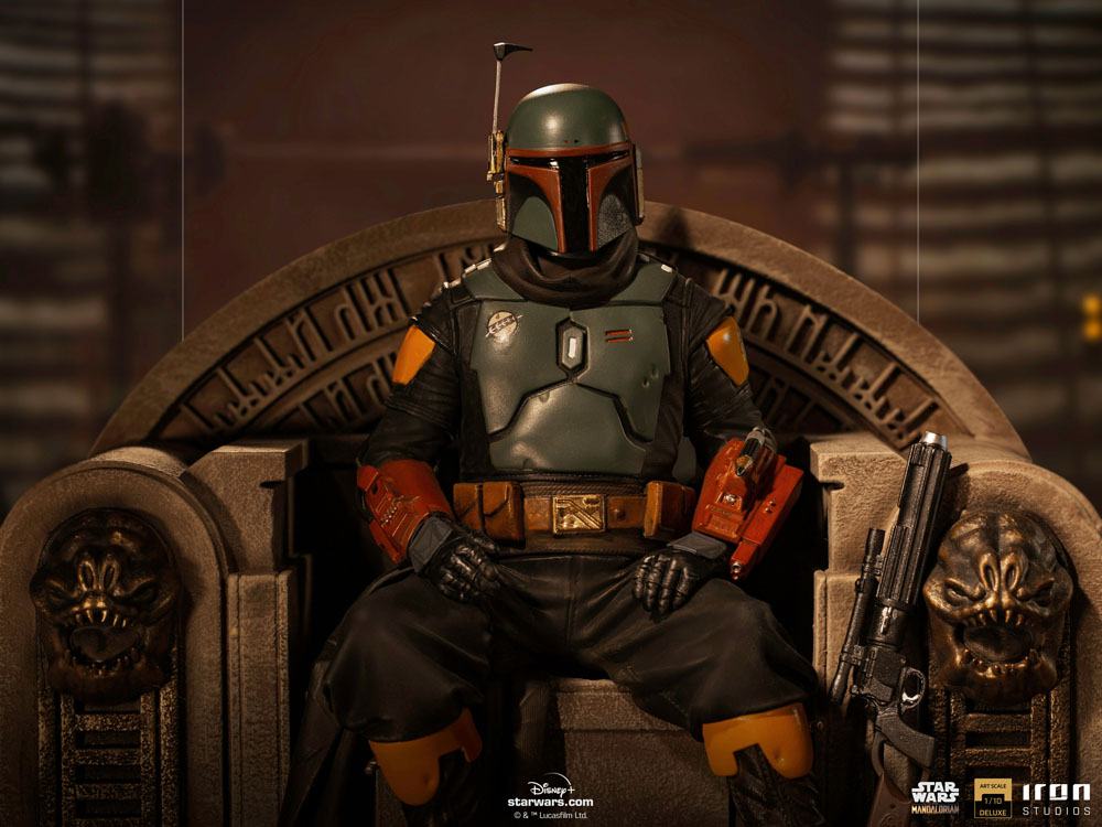 IRON STUDIO - Star Wars The Mandalorian DeLuxe Art Scale Statue 1:10 Boba Fett on Thrones