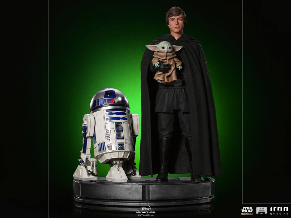 IRON STUDIO - Star Wars The Mandalorian Legacy Replica Statue 1:4 Luke Skywalker, R2-D2 & Grogu