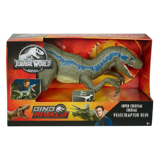 MATTEL - Jurassic World Dino Rivals Action Figure Super Colossal Velociraptor Blue