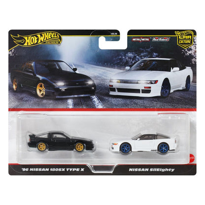 MATTEL - Hot Wheels Premium Car Culture Diecast Vehicle 2-Pack 1/64 '96 Nissan 180SX Type X & Nissan SilEighty