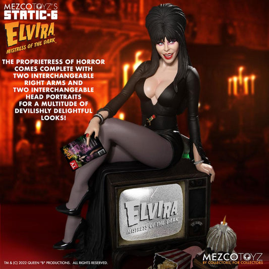 MEZCO - Elvira Mistress of The Dark Static-6 Pvc Statue 1:6 Elvira